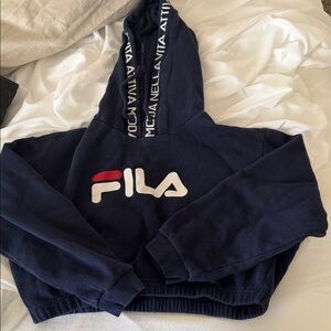 Fila Dark Blue Cropped Hoodie with Logo